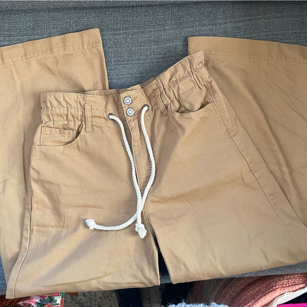 Wide leg khaki pants